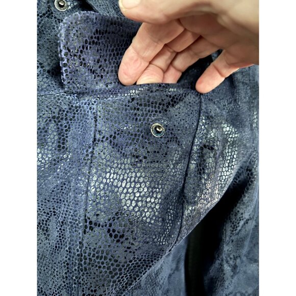 Vintage Y2K 90s Steve Madden Blue Leather Snakeskin Jacket SM Pants Size 8 Set - Picture 5 of 14